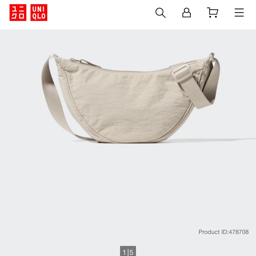 Uniqlo Beige Crescent Nylon Round Bag🥠 - Picture 10 of 15